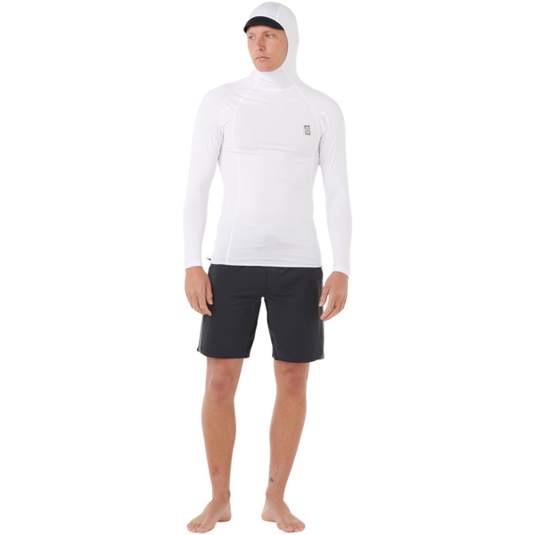 2026 Rip Curl Mens Search UPF Performance Hooded Long Sleeve Rash Vest 16IMRV - White